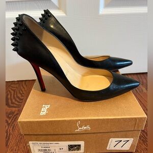 Christian Louboutin Black Leather Zappa 100 Pump Size 37 AUTHENTIC